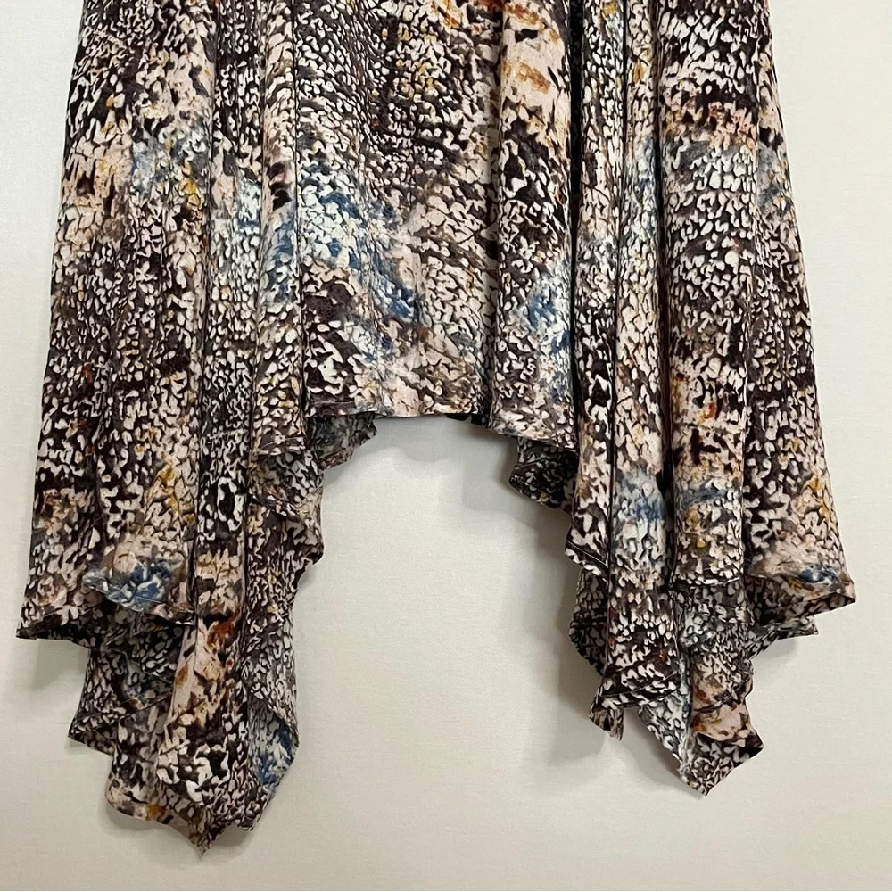 DKNY Boho Printed Midi Dress Artsy Handkerchief Hemline - Picture 7 of 15